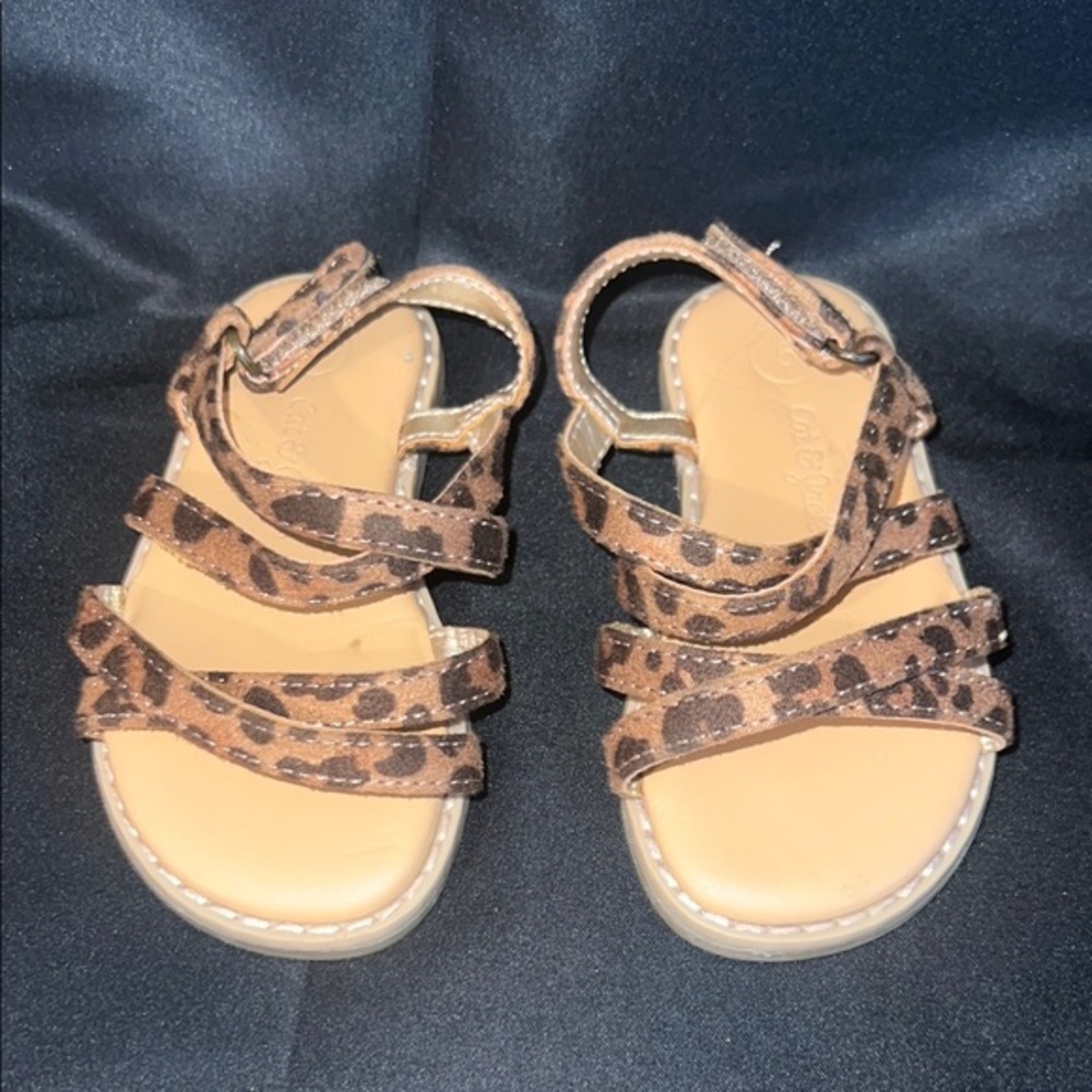 Cat & Jack Brown Sandals with Animal Print and Adjustable Straps